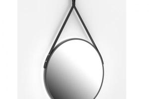 Espejo CUIR negro redondo 60 cm