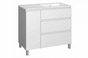 Mueble MANNING blanco brillo asimétrico a suelo 100 cm