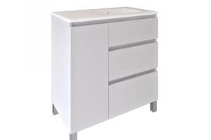 Mueble de baño Baho MANNING blanco brillo 80 cm con 3 cajones y puerta