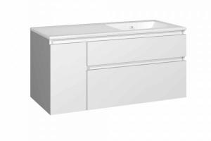 Mueble de baño suspendido Baho MANNING asimétrico blanco brillo 120 cm