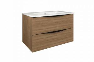 Mueble de baño suspendido Baho LUCCA roble natural 80 cm con 2 cajones